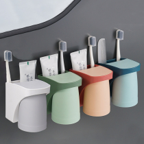 Toothbrush Shelve Free to punch home toothbrushing cup hanging wall gargling cup suit washroom electric hanging rack wall-mounted