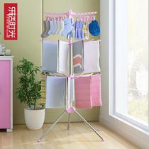 Baby drying rack floor folding stainless steel indoor clothes rack household baby diaper rack towel rack
