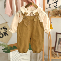 Balabala girls bib suit with long sleeves 2023 new Korean version of net red baby clothes fashionable and cute