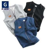 G Family Boy Casual Children Machia Spring Autumn New CUHK Boy Zipper Kan Shoulder Baby Sleeveless Cotton Marclamping Boy