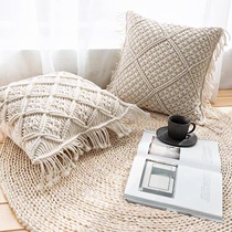 Bohemia hand-woven pillow cushion tassel sofa pillow case backrest pure cotton thread homestay shooting props