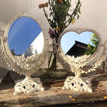 Han ins HD love simple double-sided makeup mirror Dormitory room European relief desktop dressing mirror table mirror