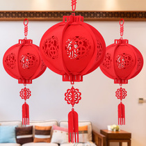 Mid-Autumn Festival decoration small red lantern blessing word National Day indoor layout Spring Festival supplies hanging decoration balcony shopping mall palace lantern
