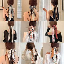 Silk scarf hairband female tied hair net red 2021 new summer thin French super fairy headband streamer ribbon headdress