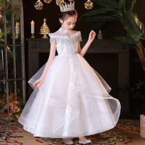 Childrens host dress Princess dress girl wedding flower child piano performance costume summer high-end walking girl