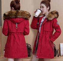 Cotton coat women winter clothing 2019 medium length plus velvet padded padded jacket hooded Korean student coat thin size cotton