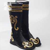 Tibetan dance shoes male minority style dance shoes Xinjiang Mongolian boots mens high tube dance shoes