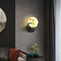 Enamel color new Chinese wall lamp Bedroom hotel bedside lamp Chinese style creative living room paired background wall lighting