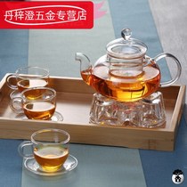 Heat-resistant glass teapot set Household explosion-proof tea maker Electric ceramic stove can heat the teapot base with candles