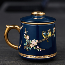 High-grade ceramic tea cup cloisonne water Cup handmade tea set for men and women Kung Fu Tea Cup household Cup with lid