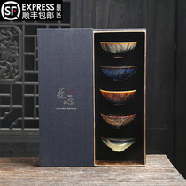  Five elements cup Kiln change master cup Single coarse pottery Kung Fu tea set Ceramic Teacup Large tea cup Gift box