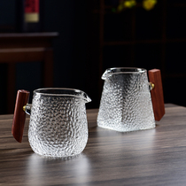 Flower Pears Wood Treat Hammer Grain Glass Justice Cup Teaters High-Temperature-Resistant High-end Day Style Pour Tea Public Cup Daily-Style Large Capacity