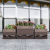 Flower Groove Flower Pot Combined Square Flower Altar Iron Art Metal Green Stainless Steel Flower Box Commercial Street City Rust-proof Finished Product