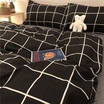 Black and white checkered Chauffered cover with four sets of boys dorm room university students bed bedding Dormitory bed linen Three sets