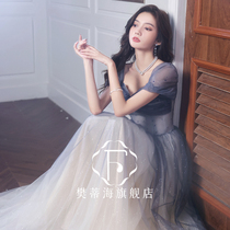 Purple evening dress dress dress female senior texture light luxury niche high-end 2021 summer new banquet temperament host
