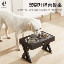 Dog bowls dog food basin stainless steel double bowl large dog anti-overturning dog food bowl drinking water bowl pet gold gross pooch supplies
