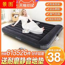 Folding inflatable bed double outdoor camping mattress plus air bed thickened household single blowing bed portable