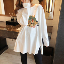 2022 new pregnant womens spring clothing blouses pure cotton medium long Korean version loose long sleeve T-shirt Fashion Inner hitch undershirt