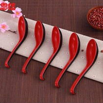Black Plastic Small Spoon Dense Amine Imitation Porcelain Long Handle Spoon Frosted Restaurant Hotel Commercial Pull Noodles Day Type Rice Noodle Soup Spoon