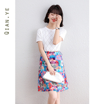 Summer ice silk t-shirt dress female summer 2021 new seaside vacation skirt fake two pieces womens fashion summer