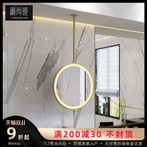 Light luxury hanging mirror hanging empty bathroom mirror with touch screen LED light toilet boom hotel homestay luminous round mirror
