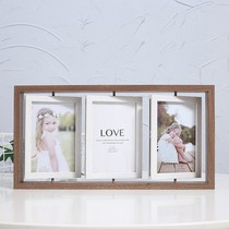 Creative Nordic 6-inch wooden double-sided rotating photo frame table set-up multi-combination photo frame