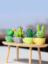 Ai J Mini Cactus Pot Model Microscopic Scene Play Toys Lovely Items Tiny Swing
