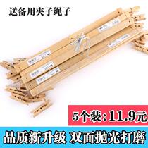 Bamboo pants rack 4 clips bamboo hanger 4 pants clip household cross clip multi-function balcony clothes rack clip folding shelf