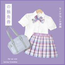 Girls jk Grid Skirt Genuine summer uniform suit Japanese childrens college style school uniform Short sleeve shirt Girls Skirt