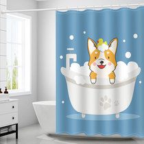 Nordic bathroom cartoon bathroom waterproof and mildew-proof partition curtain curtain set non-perforated door curtain