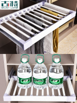 Wardrobe telescopic pants rack home storage clothes hanging pants cabinet inside pull hanging pants rack pull basket multi-function hardware