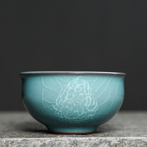 Celadon owner Cup Single Cup Gao kiln ice cracked tea cup kung fu tea tea cup large open ice flower tea tea cup tea cup