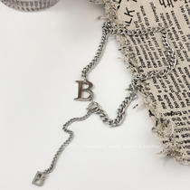 Titanium steel B letter necklace light luxury niche 2020 New Tide Premium Net red hardware female choker accessories