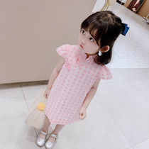 Girls Cheongsam Childrens Cheongsam Summer little girl Cheongsam dress dress modified female baby Qi robe skirt