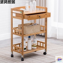 Nanzhu dining car Tea cart Shelf Storage cart Storage shelf Beauty salon cart tool cart Solid wood