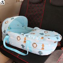 Car baby lift basket coaxed sleeping cot sleeping bed to go out to safety Blue newborn convenient sleeping travel early birth cohort