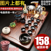 Household ceramic kung fu tea set solid wood tea tray Tea Sea automatic bubble teapot Cup electric stove tea table integrated