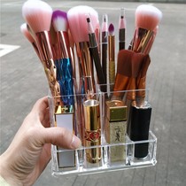 Transparent acrylic makeup brush bucket lipstick beauty egg cosmetics storage box dressing table desktop eyebrow brush tube