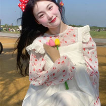  Autumn 2021 new sweet fashion design sense ruffle slimming age-reducing meat-covering dress female skirt(15