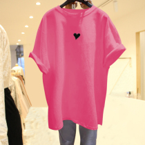 Love rose red short sleeve T-shirt Women summer 2021 New loose European Korean version of large size coat ins tide