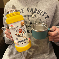 Student large capacity thermos cup female high-value portable drinking cup with lid 316 stainless steel insulation pot Outdoor
