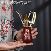 Tea set accessories pure copper tea ceremony six gentlemen set Daquan gentleman tea making tools tea knife tea spoon tea wash