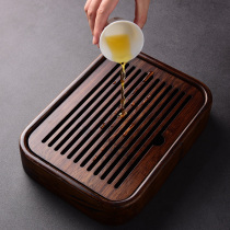 Small tea tray household drain tray kung fu tea set tea table for one person with simple bamboo round water storage dry bubble tray