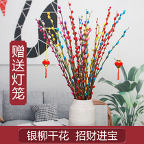 Silver Willow Flower Bouquet Living Room with Year Small Flower Decoration with Fresh Dry Natural Vase