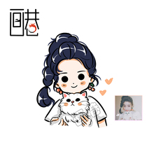 Cartoon Q-version head portrait hand-painted design couple real character Image cartoon custom photo stick figure hand-painted Q head portrait