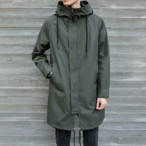 Mens clothing spring and autumn army green long coat waterproof trench coat overwear large size casual long coat men
