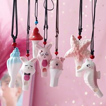Children Cartoon Whistle Whistle Toy Nursery School Elementary School Students Prize Ceramic Harmonica Whistleblowing Baby Necklace Pendant Pendant Pendant