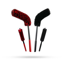 Soft wool fiber brush car washing wheel hub brush two-piece set of wheel brush air intake grille tail throat car long handle can be bent