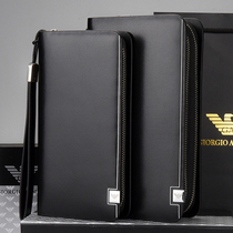 Armani wallet mens leather large capacity handbag business casual clutch leather clutch leather clutch