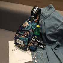 Chest bag ladies Korean fashion chest shoulder bag casual canvas womens bag shoulder bag running bag Sports small backpack bag
